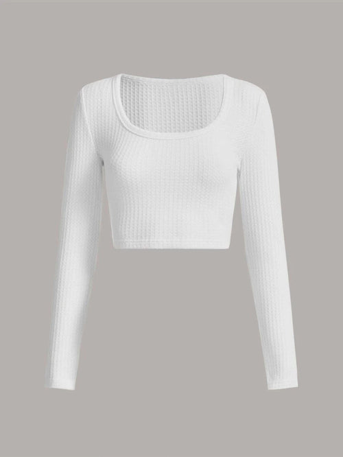 White Cropped Scoop Neck