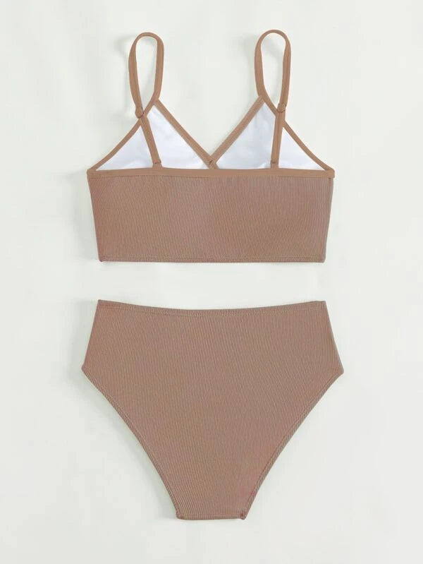 Tan Ribbed Two Piece