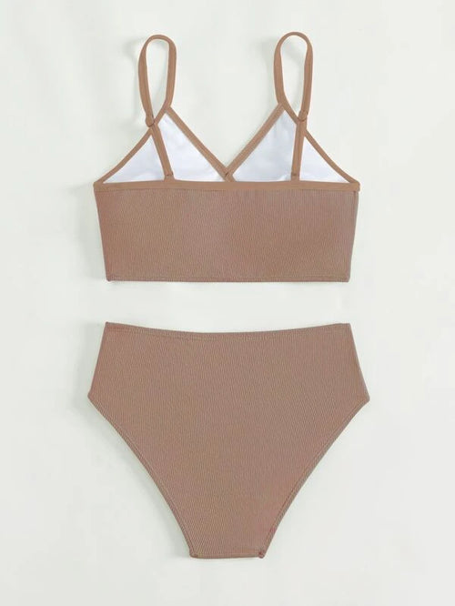Tan Ribbed Two Piece