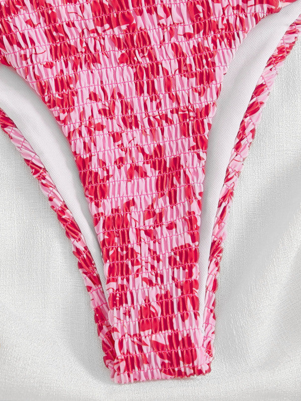 Pink Bandeau Floral Bikini