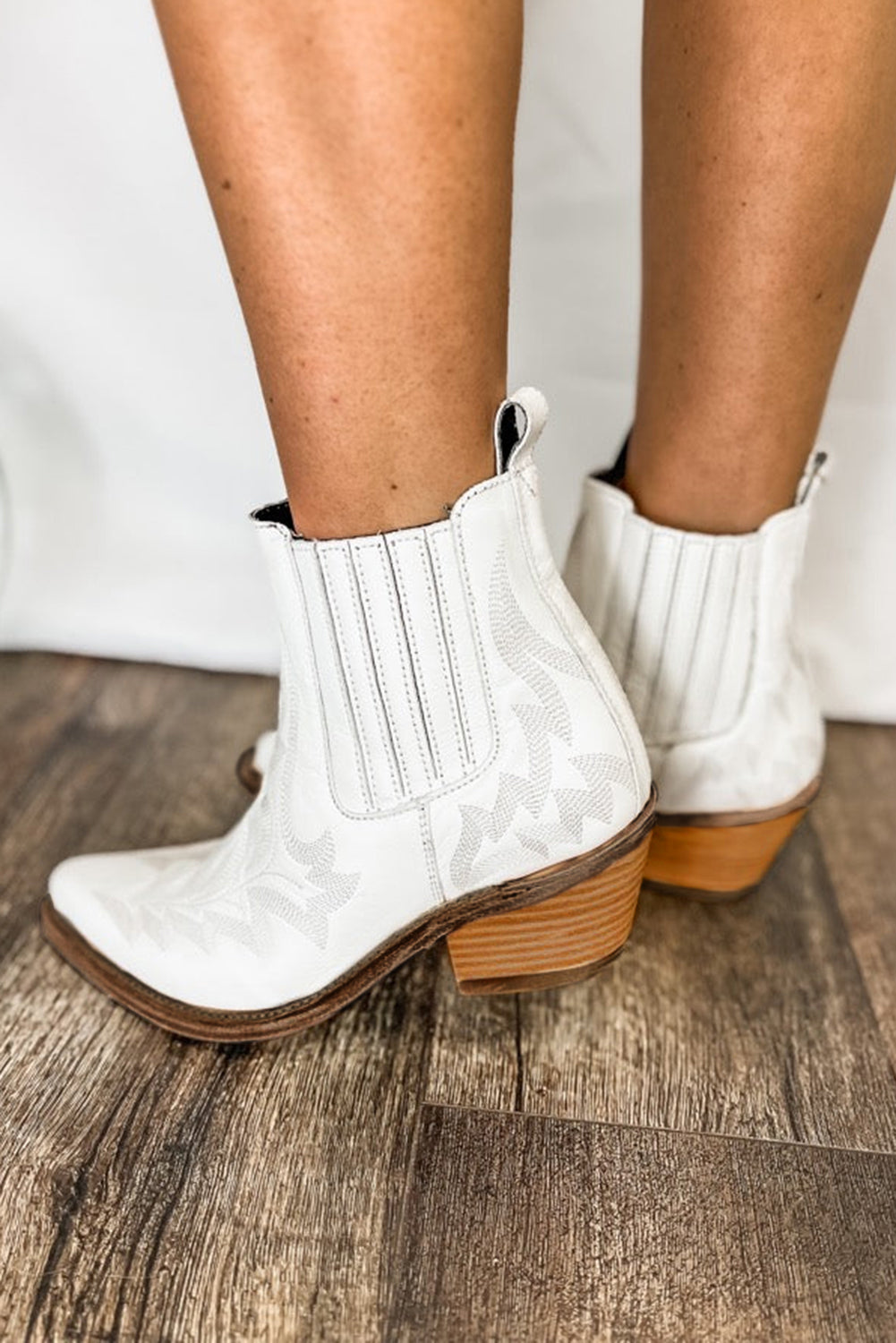 White Embroidered Bootie