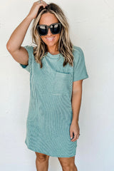 Ribbed Striped T Shirt Dress